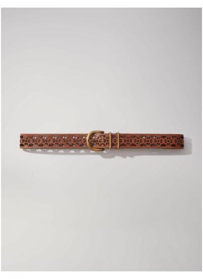 Ceinture en cuir détail fleurs