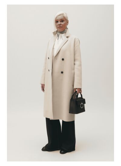 Manteau mi-long laine mélangée beige