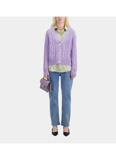 Cardigan Boutonne A Torsades Femme