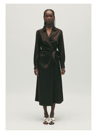 Robe midi portefeuille noire