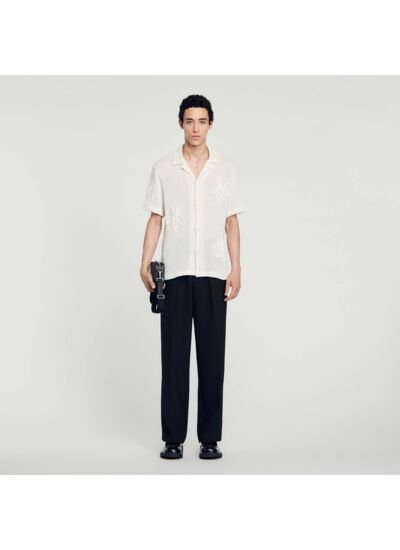 Chemise en maille à fleurs