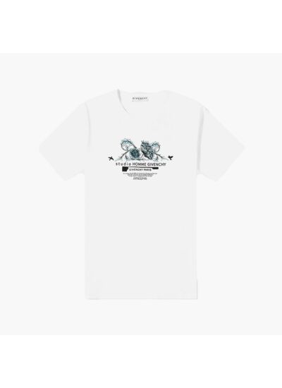 Givenchy T-shirt Aqua Floral Print Blanc