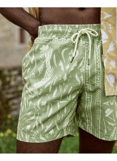 Maillot de bain rayé écru & bleu clair