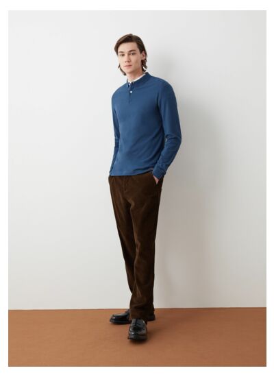 Polo à manches longues en piqué extensible