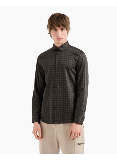 Chemise noire geom.l.s.