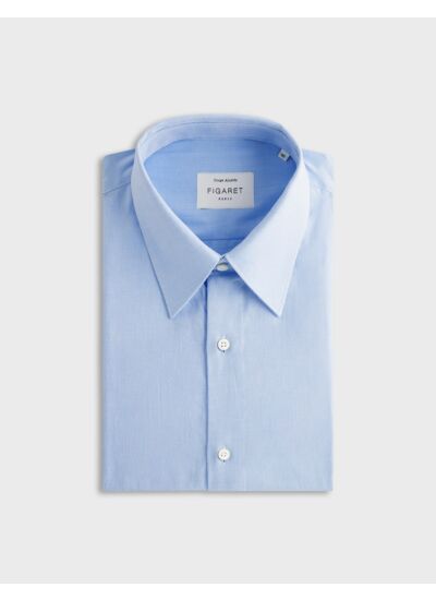 Chemise col prodigieux en façonné uni bleu