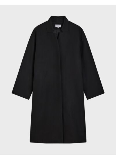 Manteau isabela en drap de laine mélangé uni noir