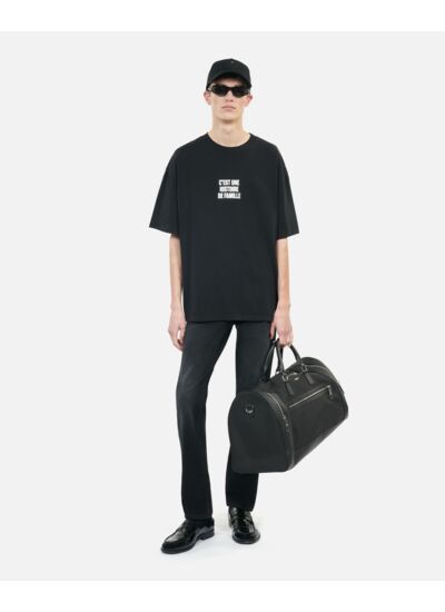 T-Shirt Noir Sérigraphie Histoire De Famille Homme