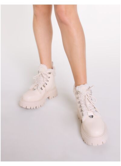 Bottines chunky en fausse fourrure