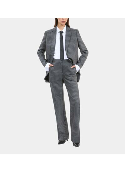 Pantalon Tailleur Droit À Rayures Femme