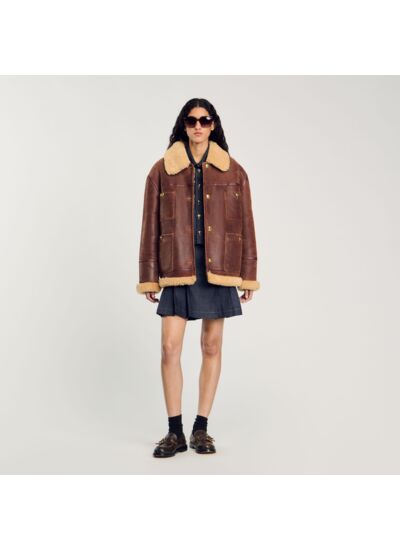 Veste en peau lainée
