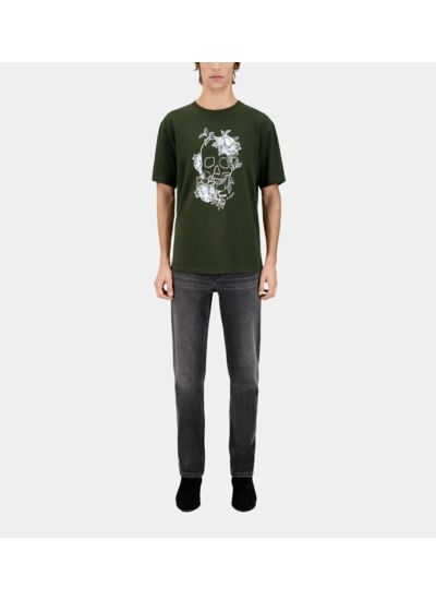 T-Shirt Manches Courtes Avec Print Skull Flowers Homme