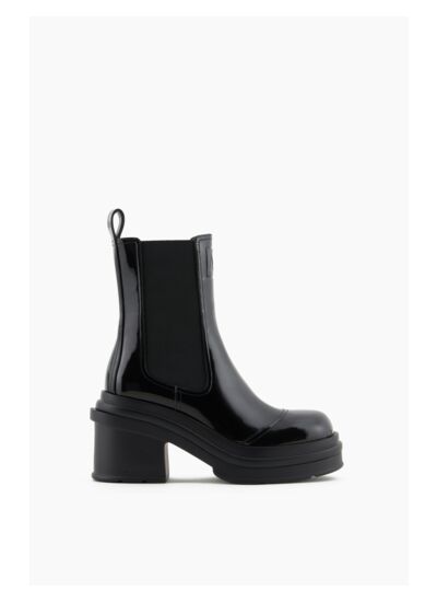 Botte de cheville brevetée en pu noir