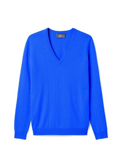 Pull col V classique - Femme - BLEU PIGMENT