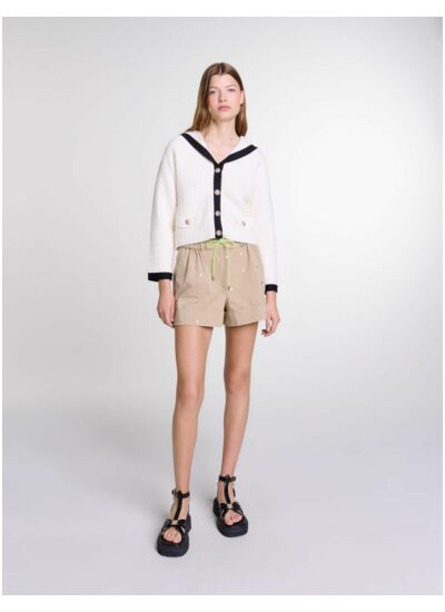 Cardigan contrasté à col