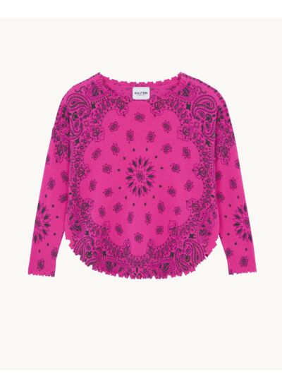 Pull Mela Bandana Bico Pull Cachemire Col Rond Imprimé, 2 fils