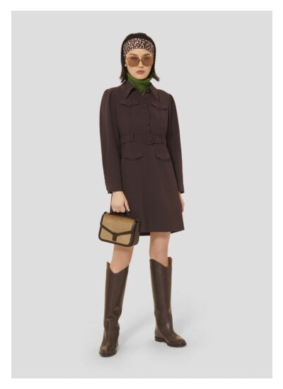 Robe Roya-Chocolat en Polyester