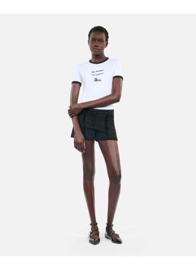 Short Noir En Tweed Femme
