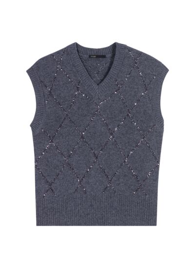 Pull sans manches à sequins
