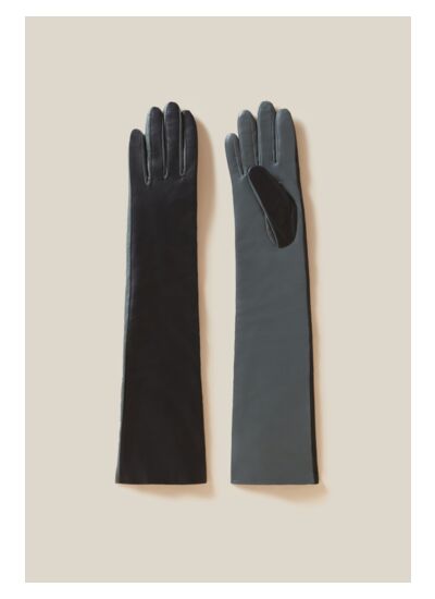 Longs gants bicolores cuir