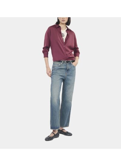 Chemise En Soie Bordeaux Femme