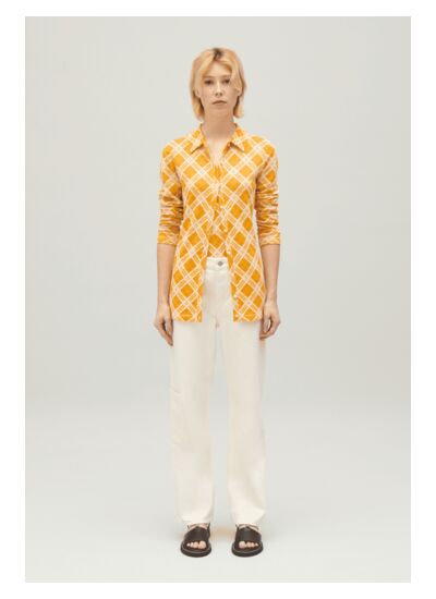 Cardigan carreaux jaune