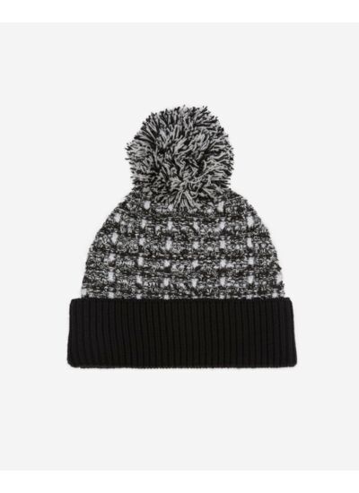 Bonnet À Sequins En Tweed Noir Et Blanc