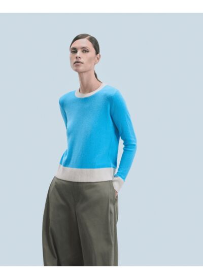 Pull Col Rond Bicolore Léger