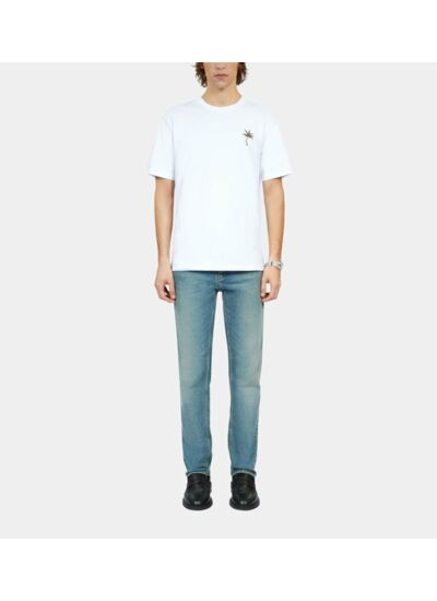 T-Shirt Blanc Avec Broderie Palm Tree Homme
