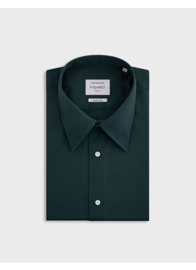 Chemise col majestueux en popeline unie vert