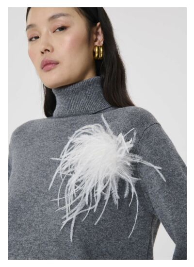 Broche Arthur-Ecru en Plume D'Autruche