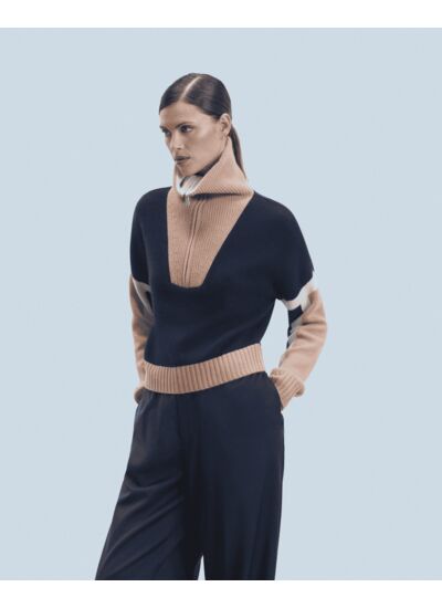 Pull Col Camionneur Tricolore