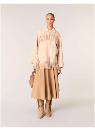 Manteau en double face à franges