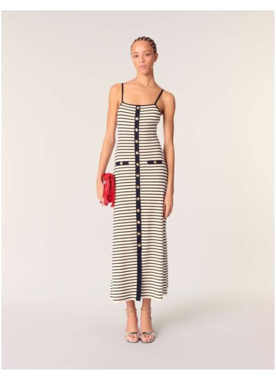 Robe longue en maille côtelée