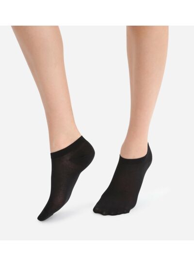 Lot de 2 socquettes invisibles noires Light Coton Femme