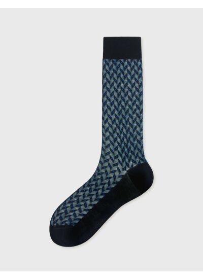 Chaussettes en double fil d´ecosse à motifs pan bleu et marine marine