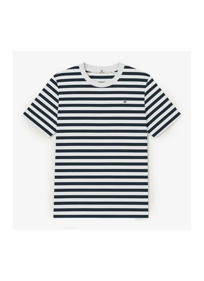 T-shirt manches courtes en coton à rayures bleu dark navy
