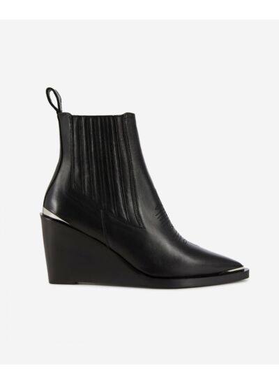 Bottines Western En Cuir Noir