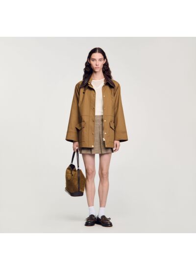 Manteau col en cuir