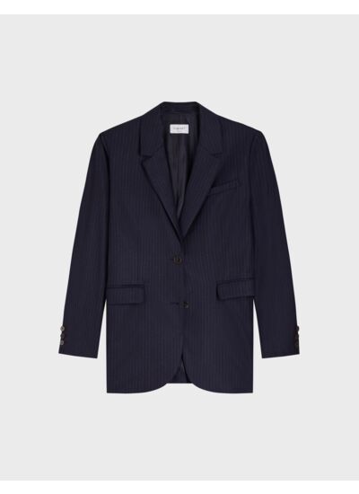 Blazer glory en twill de laine rayée marine