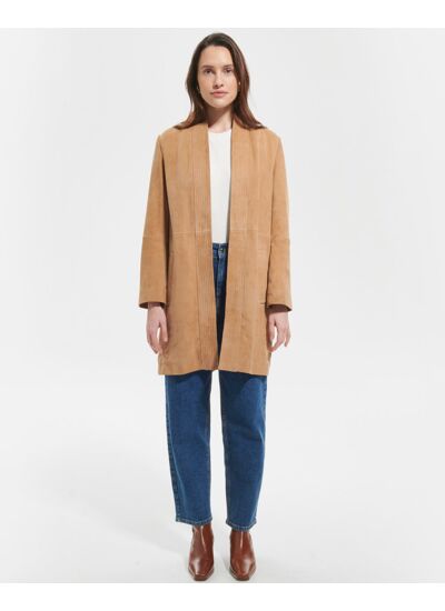 Manteau Marleya Beige en cuir