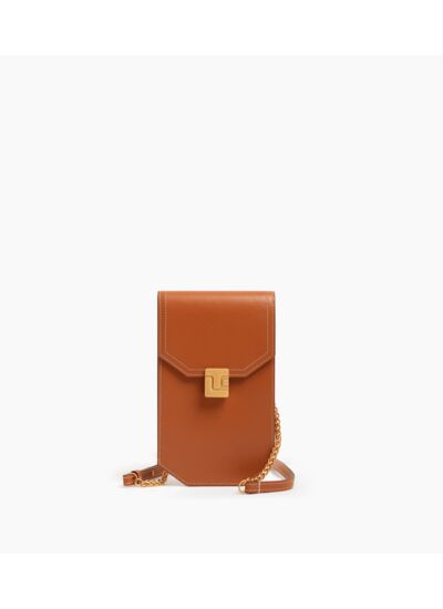 Etui téléphone à rabat Rose en cuir lisse