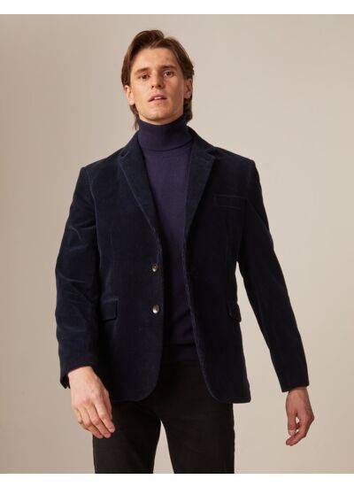 Blazer gabin en velours côtelé marine