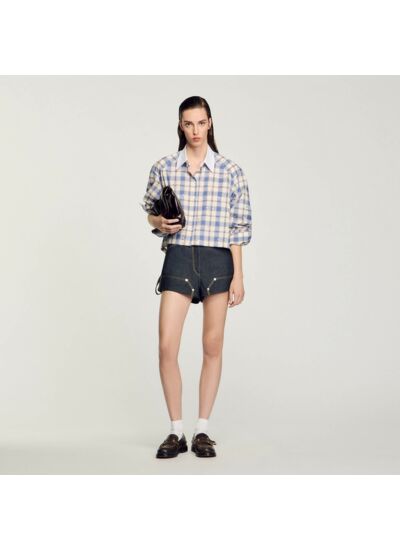 Chemise à carreaux strassée