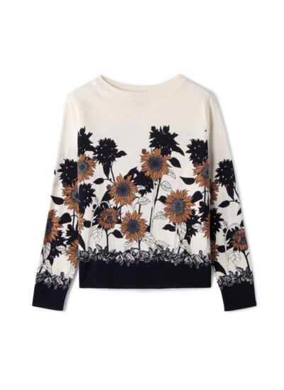 Pull col bateau imprimé - Femme - NATUREL/MARINE