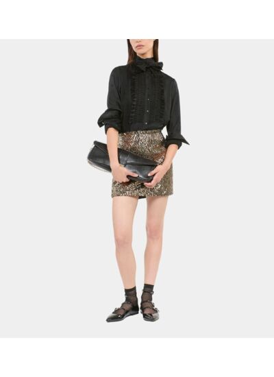 Chemise Jacquard Noire Femme