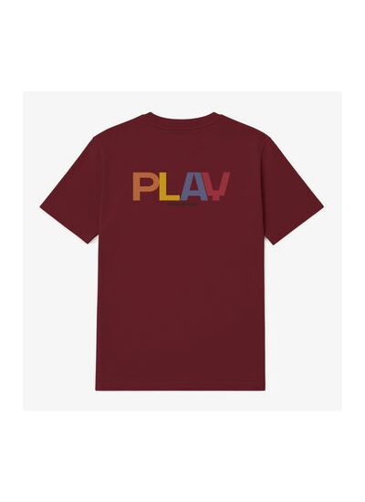 T-shirt manches courtes en coton avec imprimé PLAY dos rouge merlot