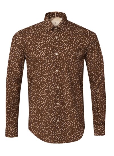 Chemise homme imprimée fleurs marron coupe ajustée