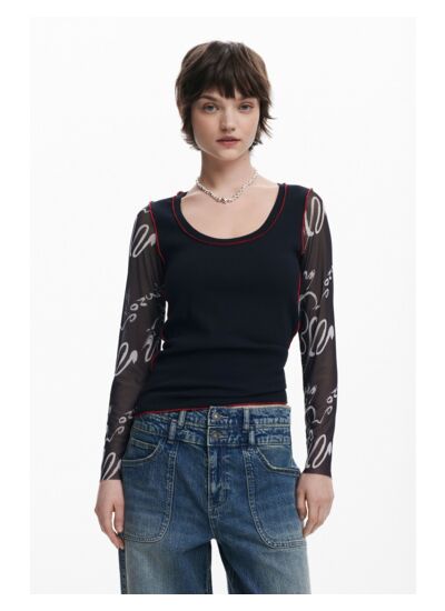 T-shirt manches avec lettrage