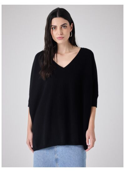 Pull poncho cachemire Aimee NOIR